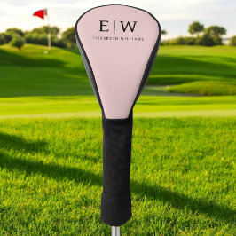 Blush Dusty Pink Modern Script Girly Monogram Naam Golfheadcover