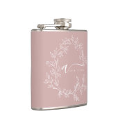 Blush Dusty Pink Modern Script Girly Monogram Naam Heupfles (Rechts)