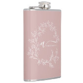 Blush Dusty Pink Modern Script Girly Monogram Naam Heupfles (Rechts)