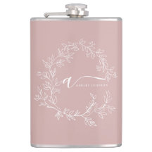 Blush Dusty Pink Modern Script Girly Monogram Naam