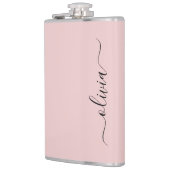 Blush Dusty Pink Modern Script Girly Monogram Naam Heupfles (Links)