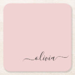 Blush Dusty Pink Modern Script Girly Monogram Naam Kartonnen Onderzetters<br><div class="desc">Blush Dusty Pink Simple Script Monogram Name Paper Onderzetters. Dit maakt het perfecte afstuderen,  de verjaardag,  de bruiloft,  het vrijgezellenfeest,  de verjaardag,  het baby shower of het bachelorette feest cadeau voor iemand die van glam luxe en chic stijlen houdt.</div>