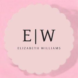 Blush Dusty Pink Modern Script Girly Monogram Naam Kartonnen Onderzetters