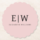 Blush Dusty Pink Modern Script Girly Monogram Naam Kartonnen Onderzetters (Voorkant)