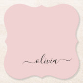 Blush Dusty Pink Modern Script Girly Monogram Naam Kartonnen Onderzetters (Voorkant)