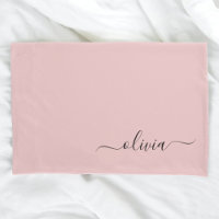 Blush Dusty Pink Modern Script Girly Monogram Naam
