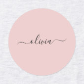 Blush Dusty Pink Modern Script Girly Monogram Naam Labels (Design 1)