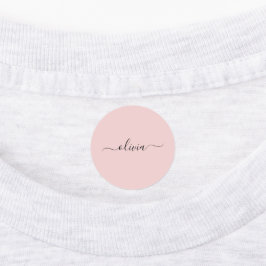 Blush Dusty Pink Modern Script Girly Monogram Naam Labels