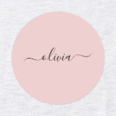 Blush Dusty Pink Modern Script Girly Monogram Naam Labels (Design 2)