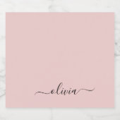 Blush Dusty Pink Modern Script Girly Monogram Naam Likeurfles Etiket (Enkel label)
