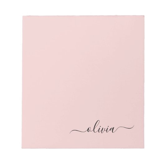 Blush Dusty Pink Modern Script Girly Monogram Naam Notitieblok (Voorkant)
