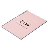 Blush Dusty Pink Modern Script Girly Monogram Naam Notitieboek (Linkerzijde)