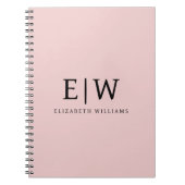 Blush Dusty Pink Modern Script Girly Monogram Naam Notitieboek (Voorkant)