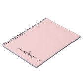 Blush Dusty Pink Modern Script Girly Monogram Naam Notitieboek (Linkerzijde)