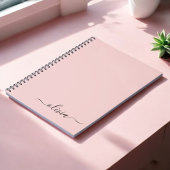 Blush Dusty Pink Modern Script Girly Monogram Naam Notitieboek
