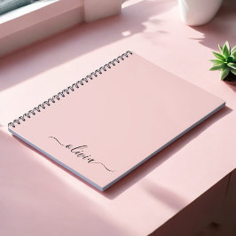 Blush Dusty Pink Modern Script Girly Monogram Naam Notitieboek