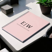 Blush Dusty Pink Modern Script Girly Monogram Naam Notitieboek