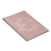 Blush Dusty Pink Modern Script Girly Monogram Naam Notitieboek (Rechterzijde)