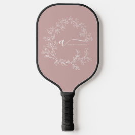 Blush Dusty Pink Modern Script Girly Monogram Naam Pickleball Paddle