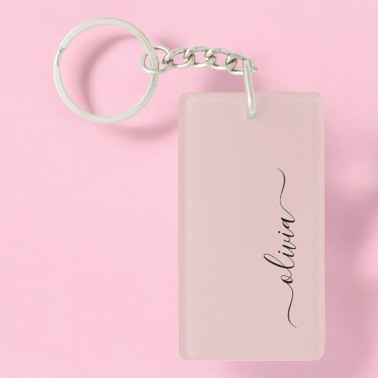 Blush Dusty Pink Modern Script Girly Monogram Naam Sleutelhanger