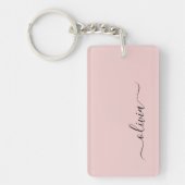 Blush Dusty Pink Modern Script Girly Monogram Naam Sleutelhanger (Voorkant)