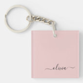 Blush Dusty Pink Modern Script Girly Monogram Naam Sleutelhanger (voorkant)