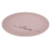 Blush Dusty Pink Modern Script Girly Monogram Naam Snijplank (Hoek)