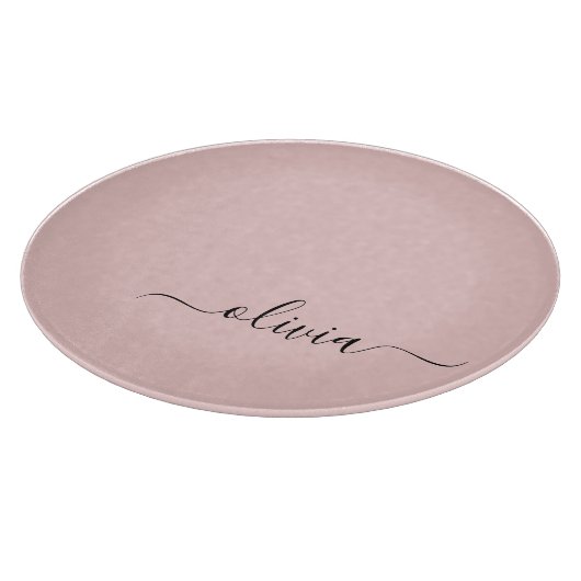 Blush Dusty Pink Modern Script Girly Monogram Naam Snijplank (Hoek)