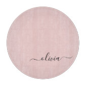 Blush Dusty Pink Modern Script Girly Monogram Naam Snijplank (Voorkant)