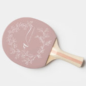 Blush Dusty Pink Modern Script Girly Monogram Naam Tafeltennisbatje (Zijkant)