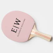 Blush Dusty Pink Modern Script Girly Monogram Naam Tafeltennisbatje (Zijkant)