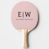 Blush Dusty Pink Modern Script Girly Monogram Naam Tafeltennisbatje (Voorkant)
