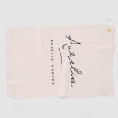 Blush Dusty Pink Modern Script Monogram Handtekeni Golfhanddoek (Horizontaal)
