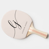 Blush Dusty Pink Modern Script Monogram Naam Girly Tafeltennisbatje (Zijkant)