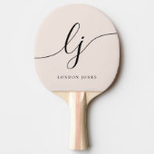 Blush Dusty Pink Modern Script Monogram Naam Girly Tafeltennisbatje (Voorkant)