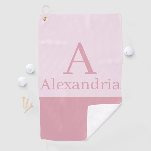 Blush Dusty Pink Monogram Initial Name Minimal Golfhanddoek (Insitu)