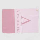 Blush Dusty Pink Monogram Initial Name Minimal Golfhanddoek (Horizontaal)