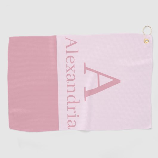 Blush Dusty Pink Monogram Initial Name Minimal Golfhanddoek (Horizontaal)