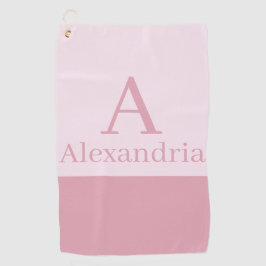 Blush Dusty Pink Monogram Initial Name Minimal Golfhanddoek