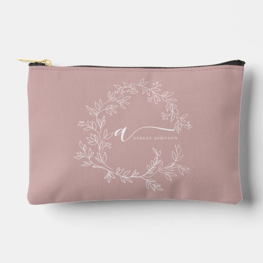 Blush Dusty Pink Monogram Naam Meisje Script Etui (Voorkant)
