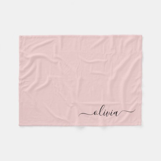 Blush Dusty Pink Monogram Naam Modern Fleece Deken (Voorkant (Horizontaal))