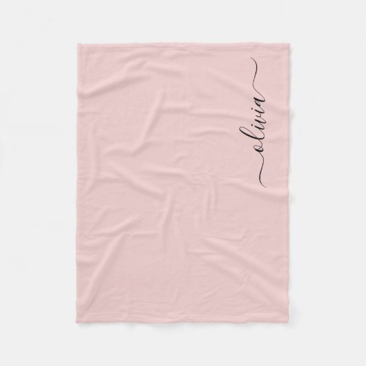 Blush Dusty Pink Monogram Naam Modern Fleece Deken (Voorkant)