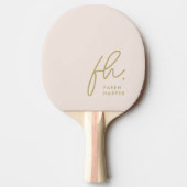 Blush Dusty Pink Monogram Script Gold Name Tafeltennisbatje (Voorkant)