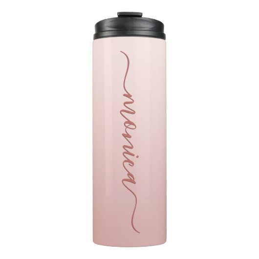 Blush Dusty Pink Ombre Elegant Signature Thermosbeker (Voorkant)