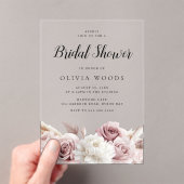 Blush & Dusty Pink Roses Vrijgezellenfeest Acryl Uitnodigingen (Insitu (Draagbaar))