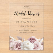 Blush & Dusty Pink Roses Vrijgezellenfeest Acryl Uitnodigingen (Voorkant)