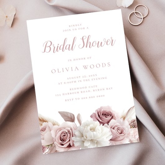 Blush & Dusty Pink Roses Vrijgezellenfeest Kaart