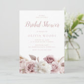 Blush & Dusty Pink Roses Vrijgezellenfeest Kaart (Staand voorkant)
