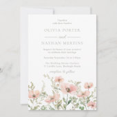 Blush & Dusty Pink Wildflowers Waterverf bruiloft Kaart (Voorkant)
