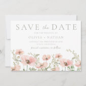 Blush & Dusty Pink Wildflowers Waterverf bruiloft Save The Date (Voorkant)